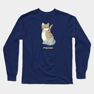 Pisces cat zodiac sign Long Sleeve T-Shirt